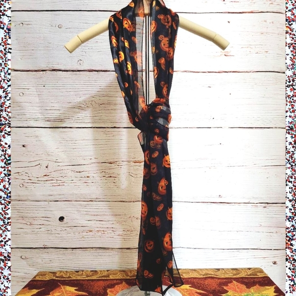 Pumpkin Shadow Stripe Faux Silk Scarf - Picture 3 of 11